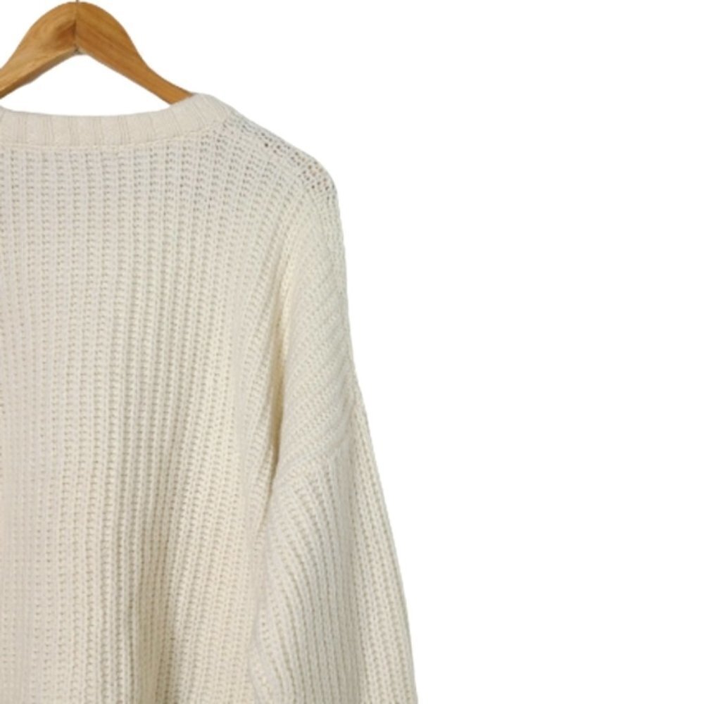 MADEWELL Charley Cream Cable Knit Sweater Womens Pointelle Wool Pullover Size XL - Picture 12 of 15